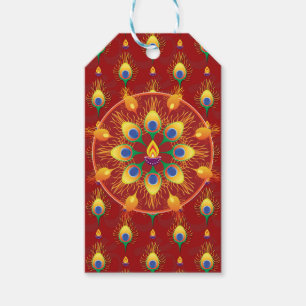 Peacocks' feather Rangoli on pattern Gift Tags