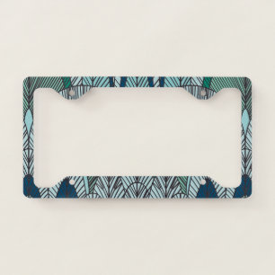 peacocks feathers seamless pattern  license plate frame
