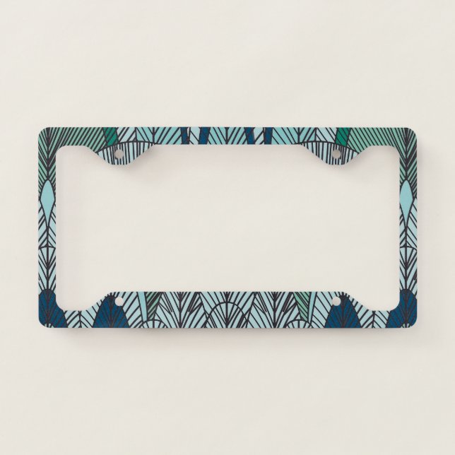 peacocks feathers seamless pattern  license plate frame (Front)