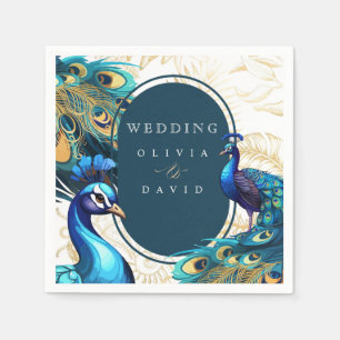 Peacocks Feathers Wedding Napkins