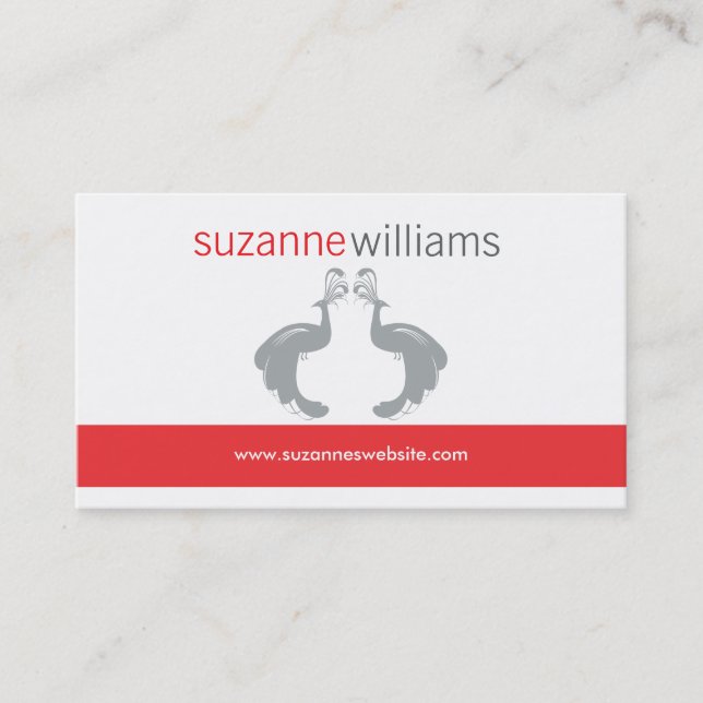 PEACOCKS FLOURISH in GRAY Business Card (Front)