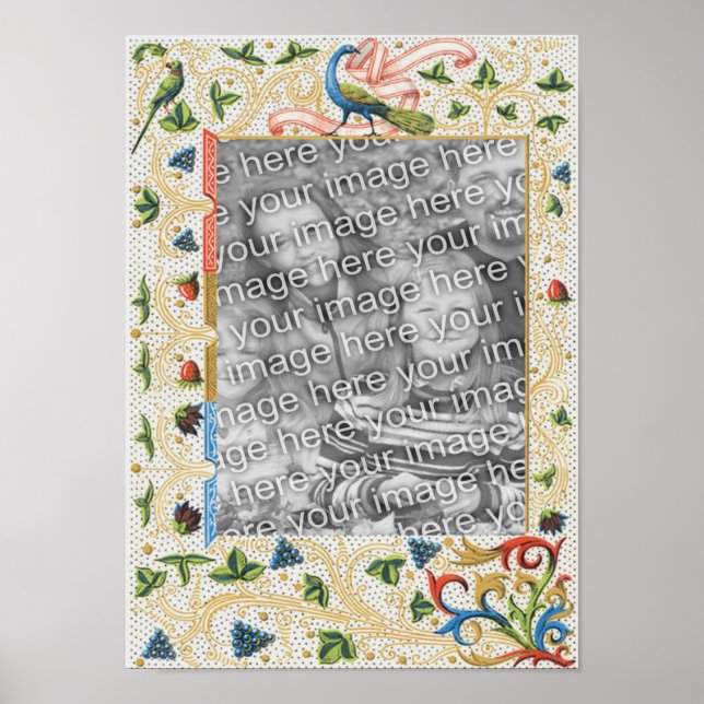 Peacocks Fruit Frame Add Your Photo Poster (Front)