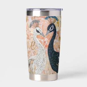 Peacocks Gold Glitter Love Blush Rose Insulated Tumbler