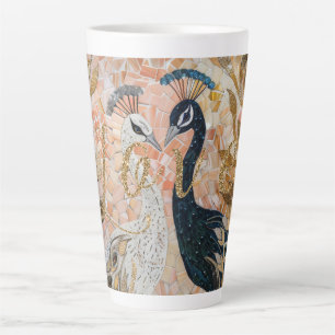 Peacocks Gold Glitter Love Blush Rose Latte Mug