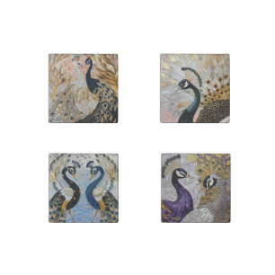 Peacocks Gold Glitter Love Blush Rose Stone Magnet