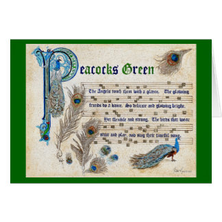 Peacocks Green Manuscript Cards