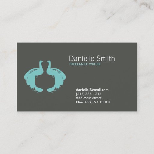 Customizable PEACOCKS in AQUA Business Card