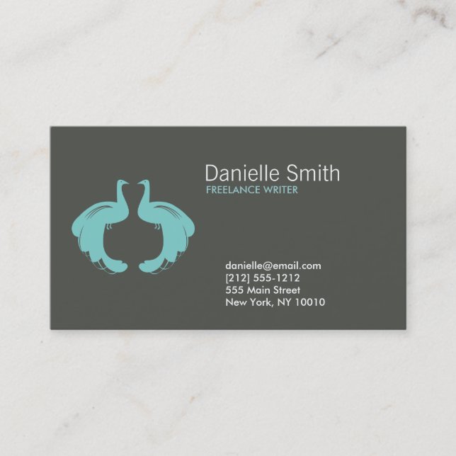 PEACOCKS in AQUA Business Card (Front)