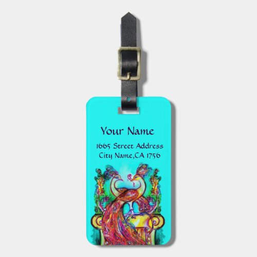 PEACOCKS IN LOVE LUGGAGE TAG