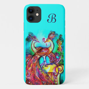 PEACOCKS IN LOVE MONOGRAM iPhone 11 CASE