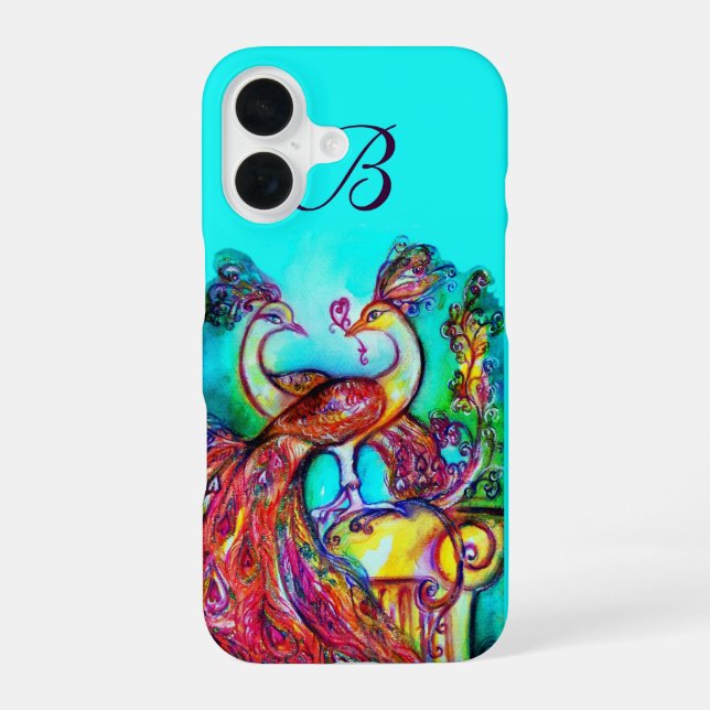 PEACOCKS IN LOVE MONOGRAM IPHONE CASE (Back)