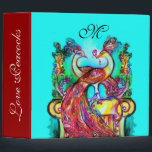 PEACOCKS IN LOVE MONOGRAM,red blue turquase purple Binder<br><div class="desc">Elegant  and classy design . Watercolor painting with golden and silver foil .</div>