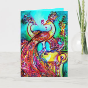 PEACOCKS IN LOVE Valentine's Day Holiday Card