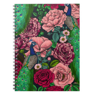 Peacocks in the rose garden 2 notebook