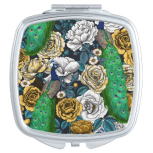 Peacocks in the rose garden 3 compact mirror