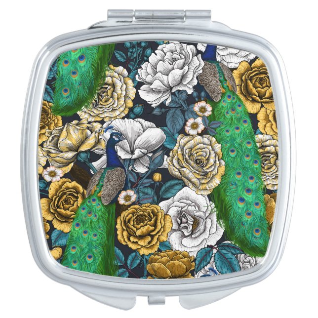 Peacocks in the rose garden 3 compact mirror (Front)