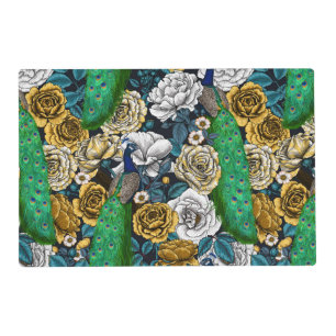 Peacocks in the rose garden 3 placemat