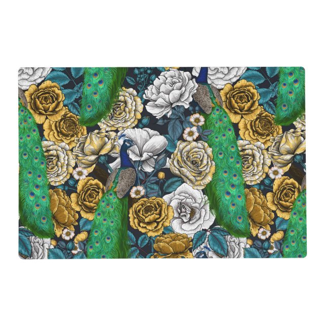 Peacocks in the rose garden 3 placemat (Front)