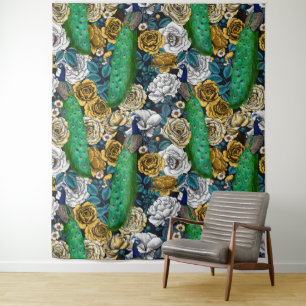 Peacocks in the rose garden 3 tapestry