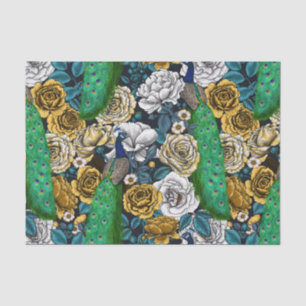 Peacocks in the rose garden 3 tissue paper