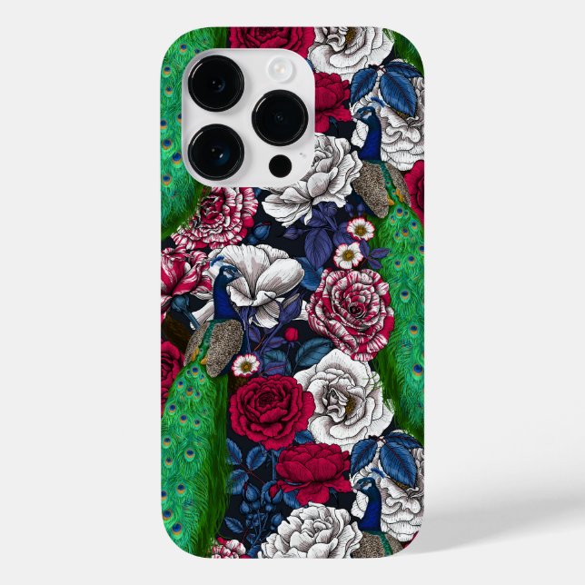 Peacocks in the rose garden Case-Mate iPhone case (Back)
