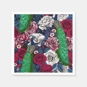 Peacocks in the rose garden napkins