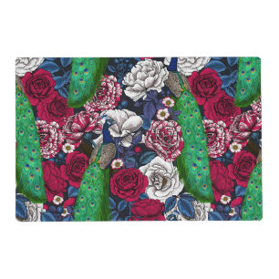 Peacocks in the rose garden placemat