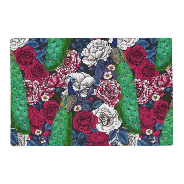 Peacocks in the rose garden placemat (Front)