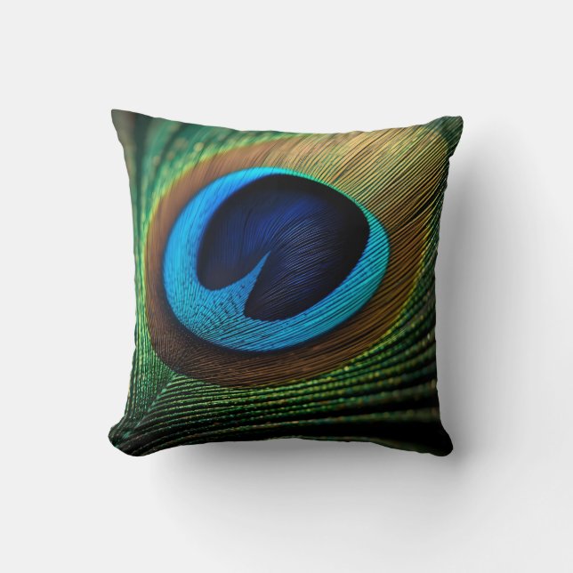 Peacock's Jewel Throw Pillow (Front)