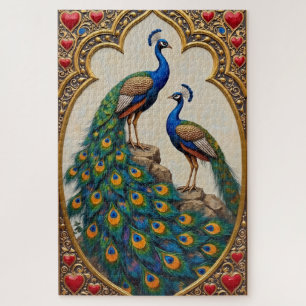 Peacocks Opulent Display of Valentine's Love Jigsaw Puzzle