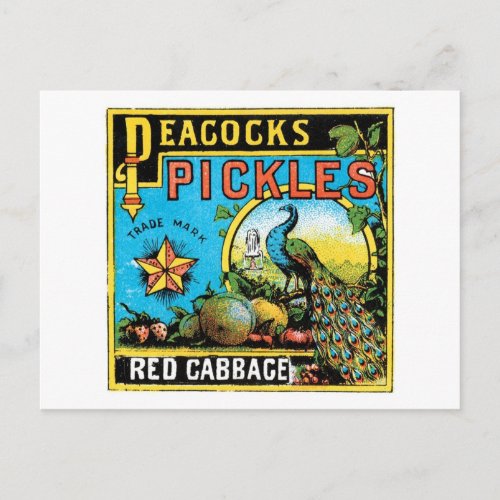 Peacocks Pickles Red Cabbage Label Postcard