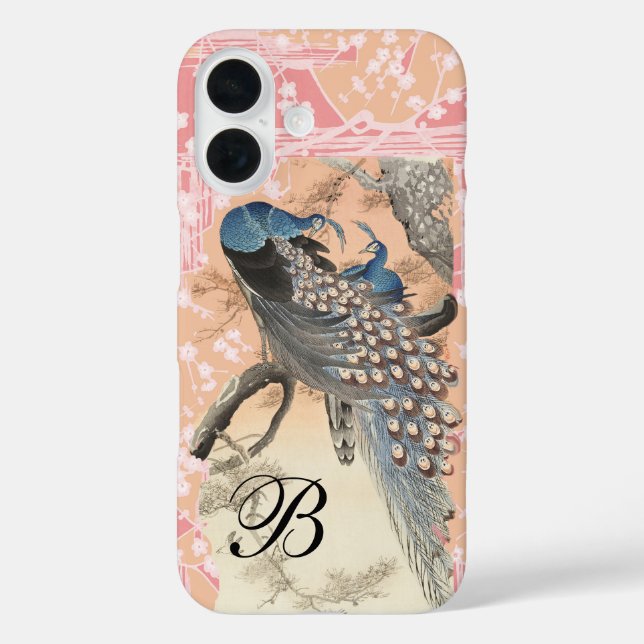 PEACOCKS,PINK WHITE SAKURA FLOWERS Japanese Floral Case-Mate iPhone Case (Back)