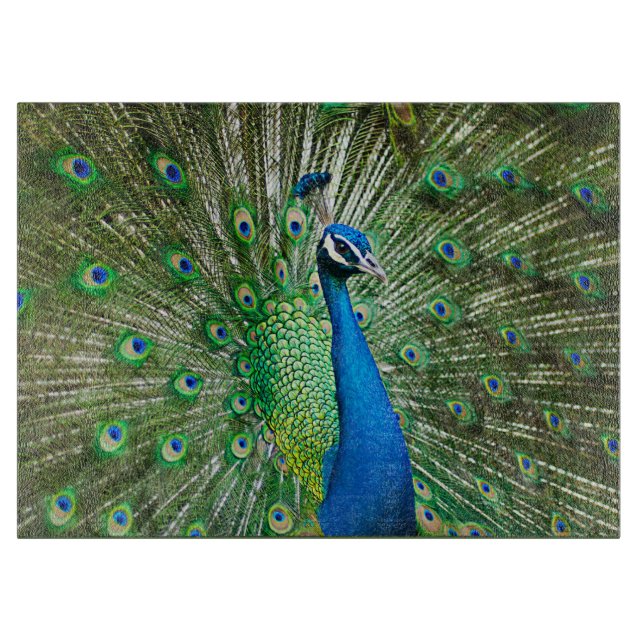 Peacock's Pride Glass Cutting Board (Front)