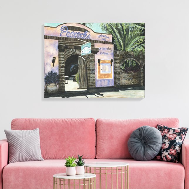 Peacocks Restaurant Painting Cabo San Lucas  Canvas Print (Insitu(LivingRoom))
