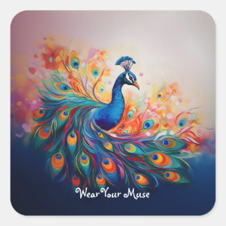 Peacock's Splendor Square Sticker