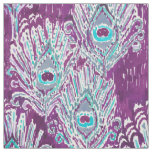 Peacocky Feather Plum Watercolor Fabric