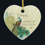 Peacocl Vintage Bird Maid of Honor Ornaments<br><div class="desc">Wedding Keepsake Wedding Party Gifts Red Vintage Love Bird Sitting on a Bouquet of Peacock Feathers Bridesmaid Ornaments. Vintage Peacock on Branch Wedding Party Gifts. Perfect for the Roaring 20s or Destination Theme Wedding or Exotic Destination Farmhouse Wedding Venues. #GrandMillennial #CottageChic #Chinoiserie, Love Birds, Vintage Lovebird Wedding, English Cottagecore Esthetic,...</div>