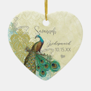 Peacocl Vintage Bird Maid of Honor Ornaments