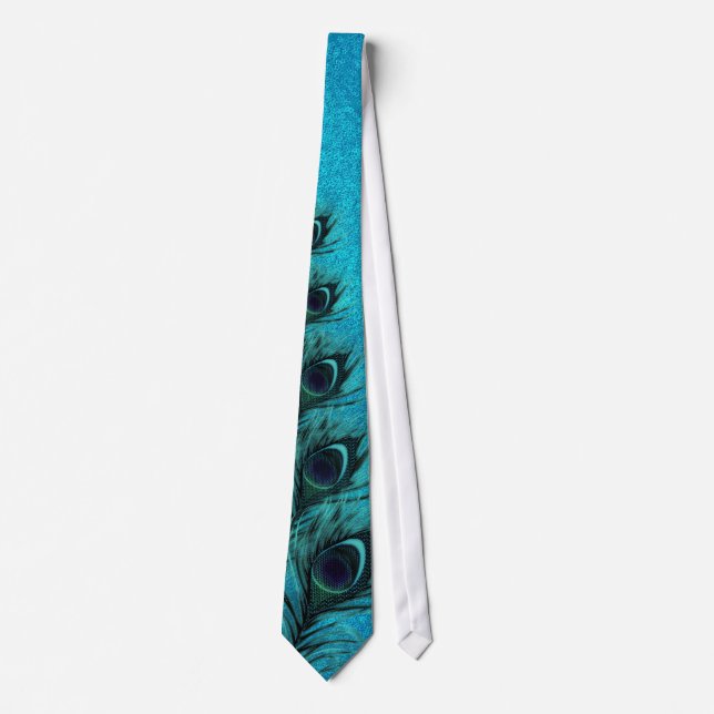 Peafowl feathers dark pattern ties (Front)