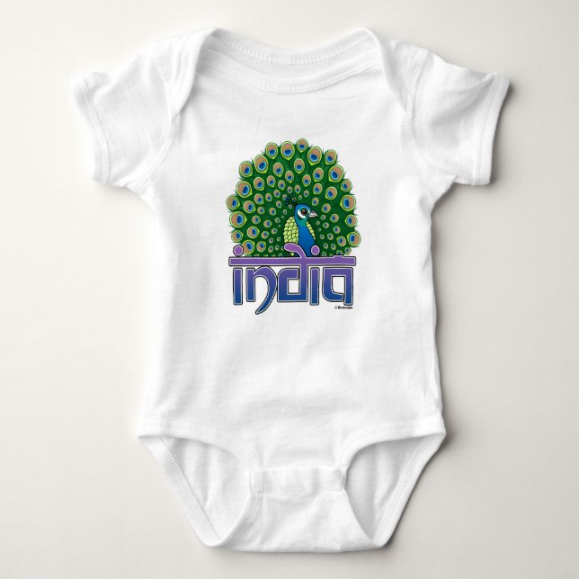 Peafowl of India Baby Bodysuit (Front)
