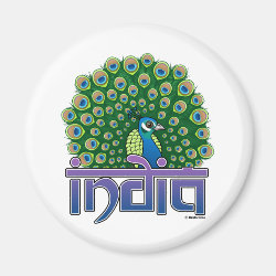 Peafowl of India Round Magnet