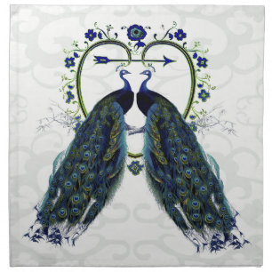 PEAFOWL peacock love heart personalized Cloth Napkin