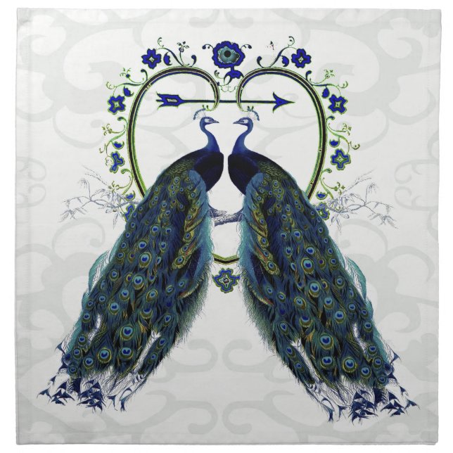 PEAFOWL peacock love heart personalized Cloth Napkin (Front)