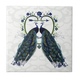 PEAFOWL peacock love heart personalized Tile