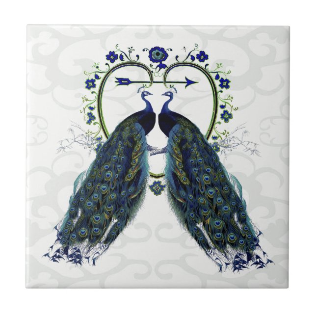 PEAFOWL peacock love heart personalized Tile (Front)
