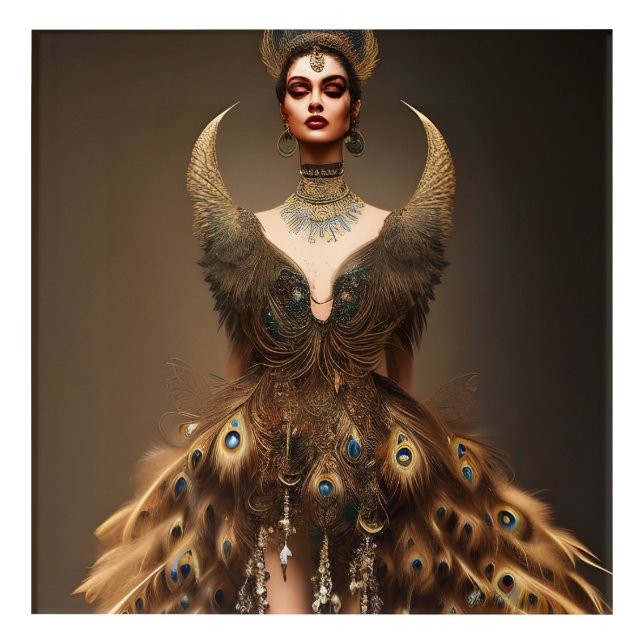 Peafowl Woman Acrylic Print (Front)
