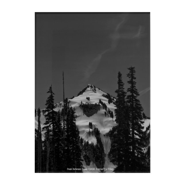 Peak Between Trees Acrylic Print (Front)