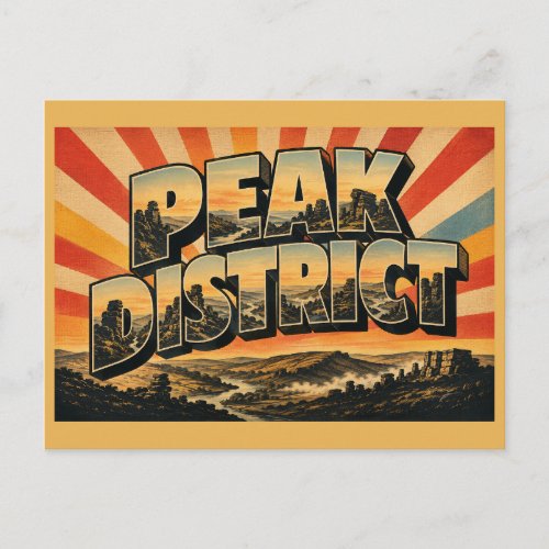 Peak District England Vintage Travel Art Postcard