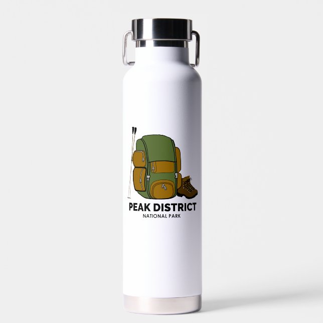 Peak District National Park Backpack Water Bottle (Front)