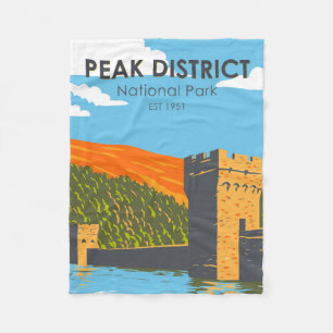 Peak District National Park England Vintage Fleece Blanket